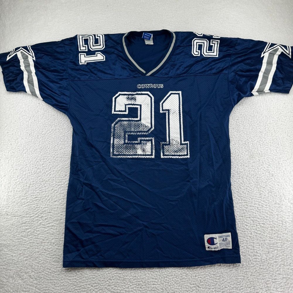 Vintage Champion Dallas Cowboys Deion Sanders Jersey Mens 48 Blue USA Prime Time
